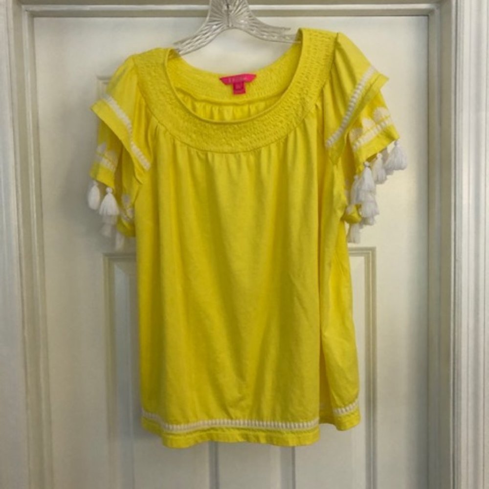Yellow Lilly Pulitzer Short Sleeve Shirt, Size XL